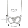 Sterling Silver Two Hearts Necklace Set With Cubic Zirconias. Hypoallergenic Sterling Silver Jewellery by Aeon