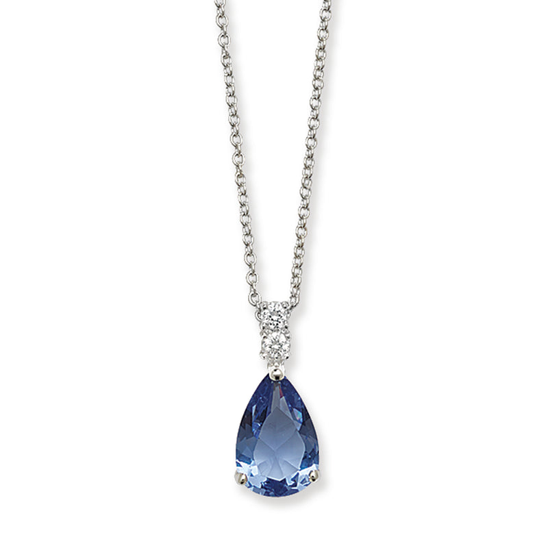 Sterling Silver White and Blue Cz Necklace Set . Hypoallergenic Sterling Silver Jewellery by Aeon