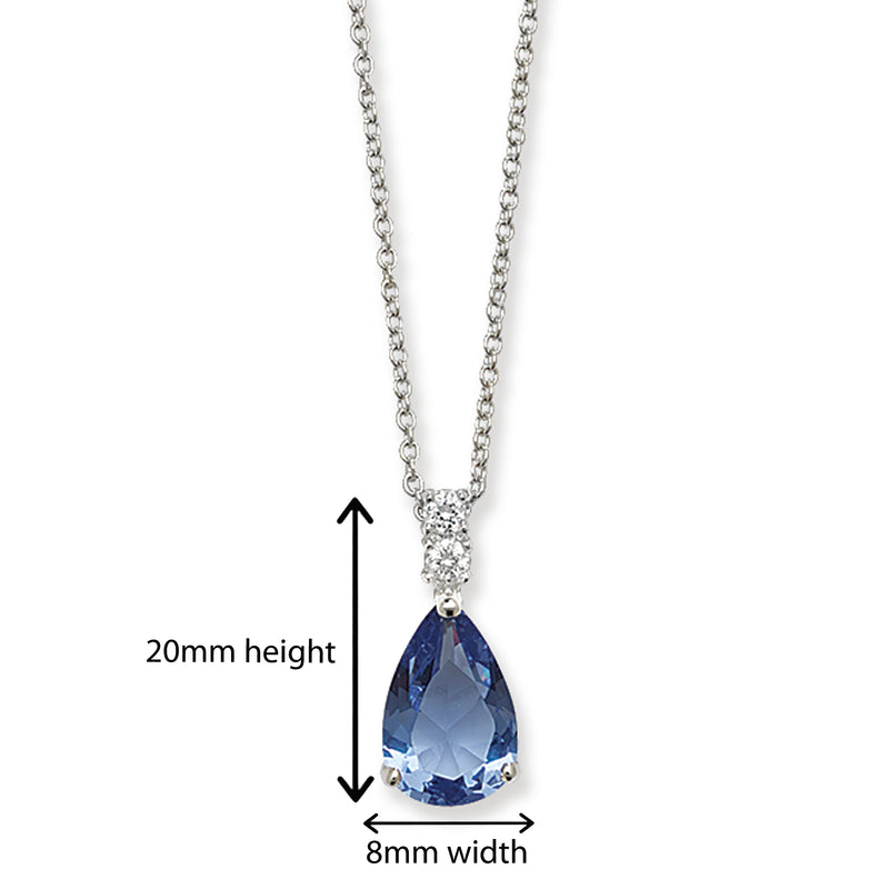 Sterling Silver White and Blue Cz Necklace Set . Hypoallergenic Sterling Silver Jewellery by Aeon