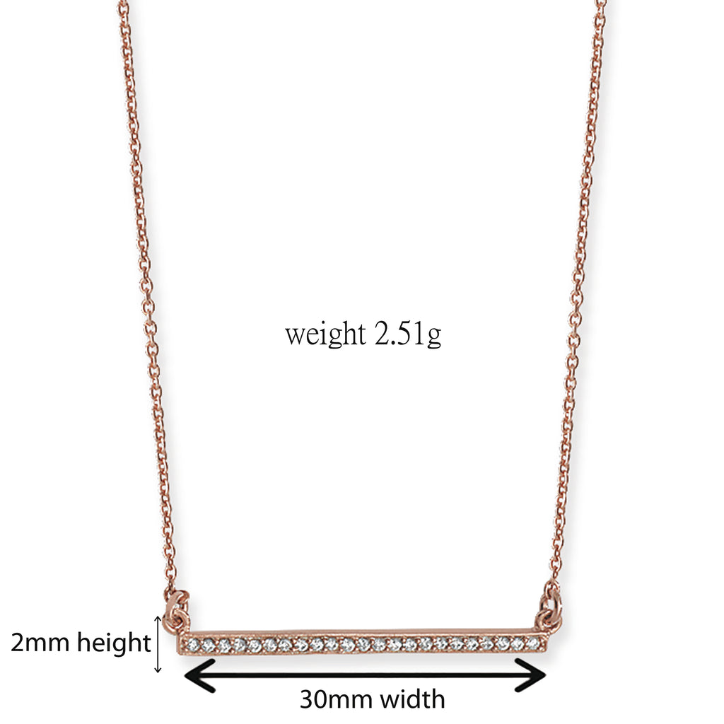 Sterling Silver Bar Necklace Plated with Rose Gold. Hypoallergenic Sterling Silver Jewellery by Aeon