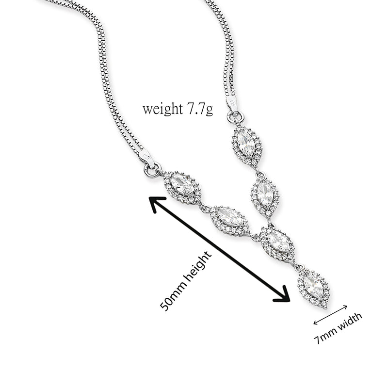 Sterling Silver Statement Necklace Set with White Cubic Zirconias . Hypoallergenic Sterling Silver Jewellery by Aeon