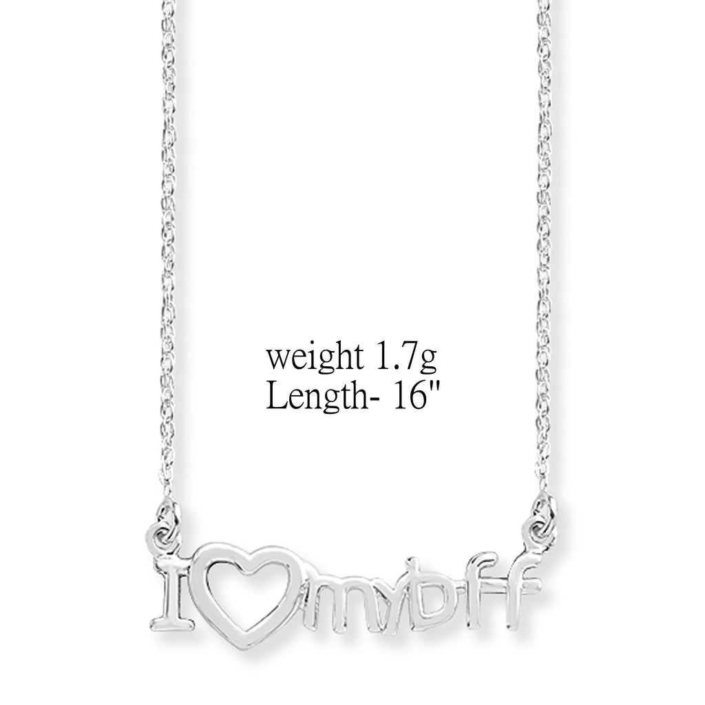 Sterling Silver I Love My BFF Necklace. Hypoallergenic Sterling Silver Jewellery by Aeon