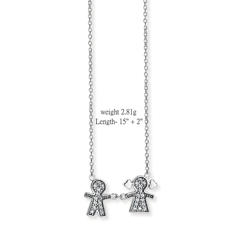 Sterling Silver Son and Daughter Necklace Set . Hypoallergenic Sterling Silver Jewellery by Aeon