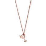 Sterling Silver Cocktail Glass Rose Gold Plated Necklace. Hypoallergenic Sterling Silver Jewellery by Aeon