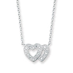 Sterling Silver Two Hearts Necklace Set With Cubic Zirconias. Hypoallergenic Sterling Silver Jewellery by Aeon