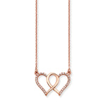 Sterling Silver Double Heart Interlinked Necklace With Rose Gold Plating. Hypoallergenic Sterling Silver Jewellery by Aeon