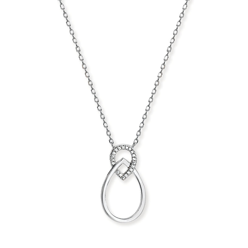 Sterling Silver Interlinked Pear Shapes Necklace Set With Cubic Zirconias. Hypoallergenic Sterling Silver Jewellery by Aeon