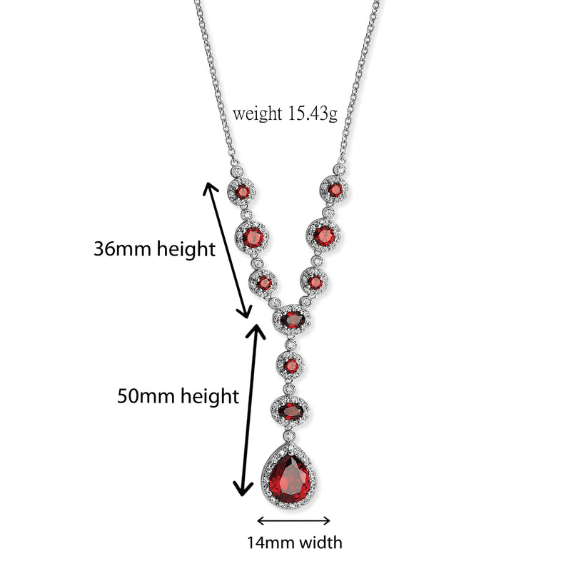 Sterling Silver White and Red Cubic Zirconias  Necklace Set.  Hypoallergenic Sterling Silver Jewellery by Aeon