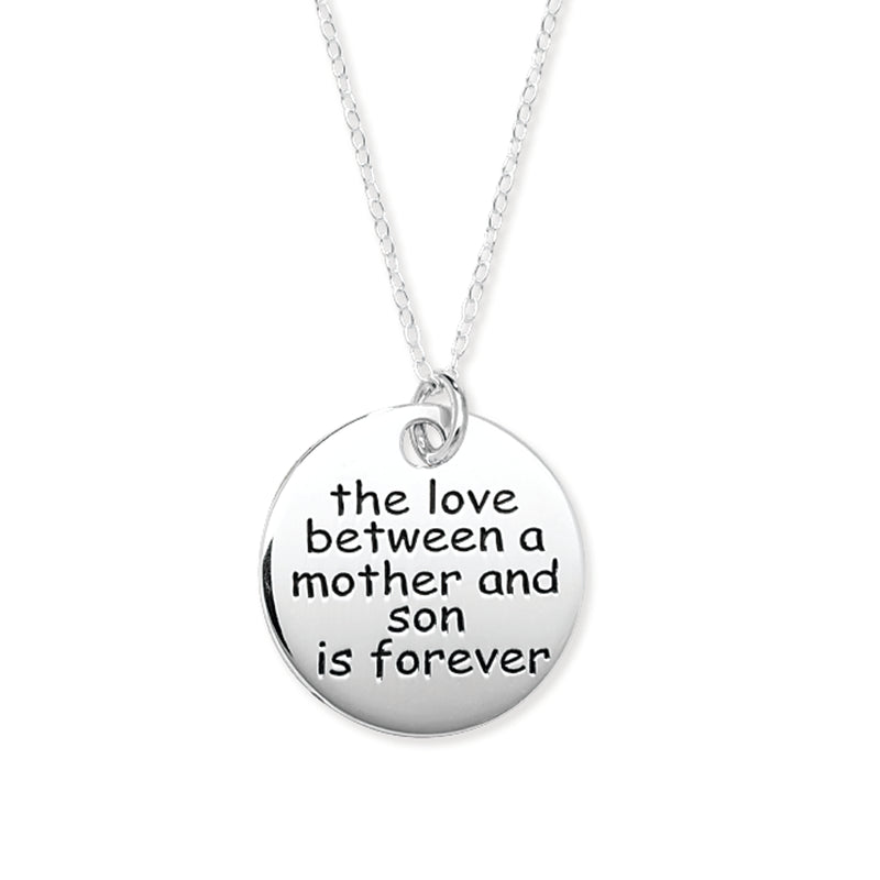 Sterling Silver Mother Son Necklace Love Between A Mother And Son is Forever-  Hypoallergenic Silver Pendant Necklace For Women