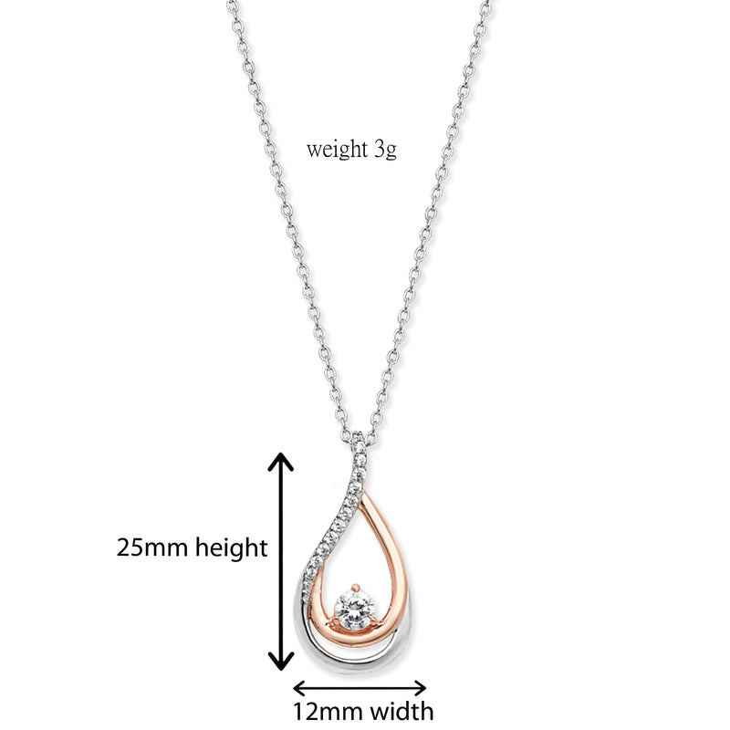 Sterling Silver Drop Necklace Set With Cubic Zirconia. Hypoallergenic Sterling Silver Jewellery by Aeon