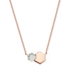 Sterling Silver With Rose Gold Plating Hexagonal Necklace Set with Marble Effect Shell. Hypoallergenic Sterling Silver Jewellery by Aeon