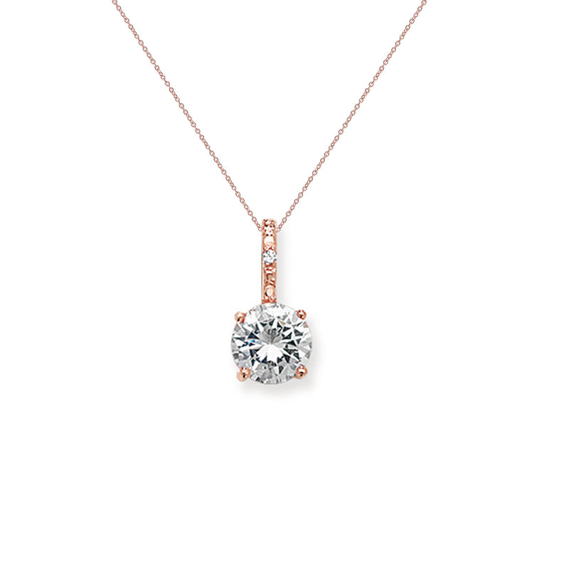 Sterling Silver Pendant With Cubic Zirconia Rose Gold Necklace - Hypoallergenic Sterling Silver Jewellery by Aeon -