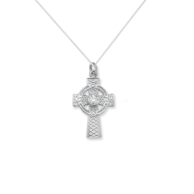 Sterling Silver Large Celtic Cross Necklace - Hypoallergenic Ladies Jewellery - 36mm * 18mm