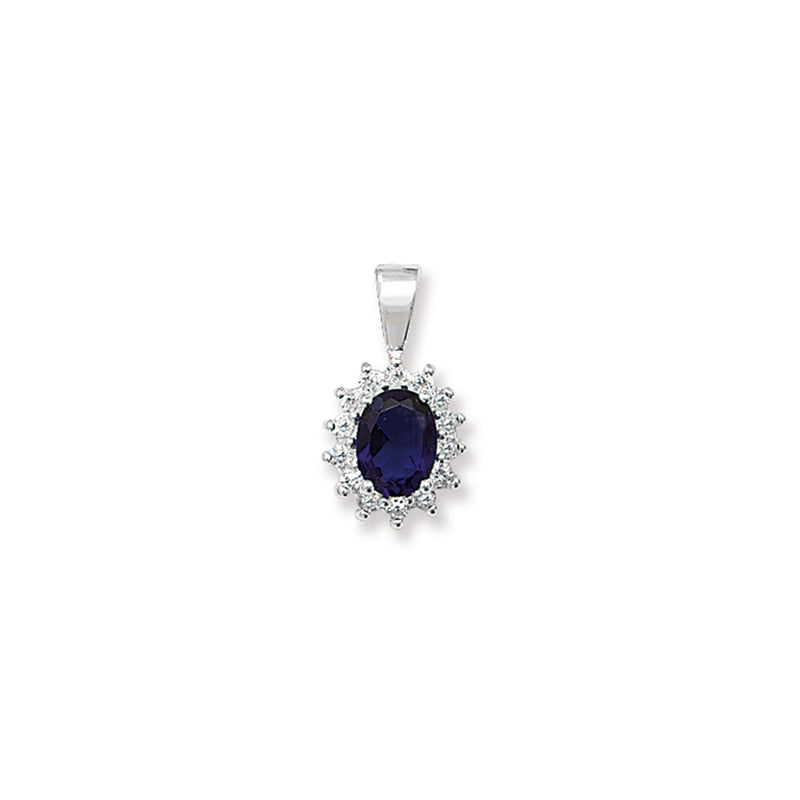 Sterling Silver Syn Sapphire Cubic Zirconia Necklace - Hypoallergenic Sterling Silver Jewellery by Aeon