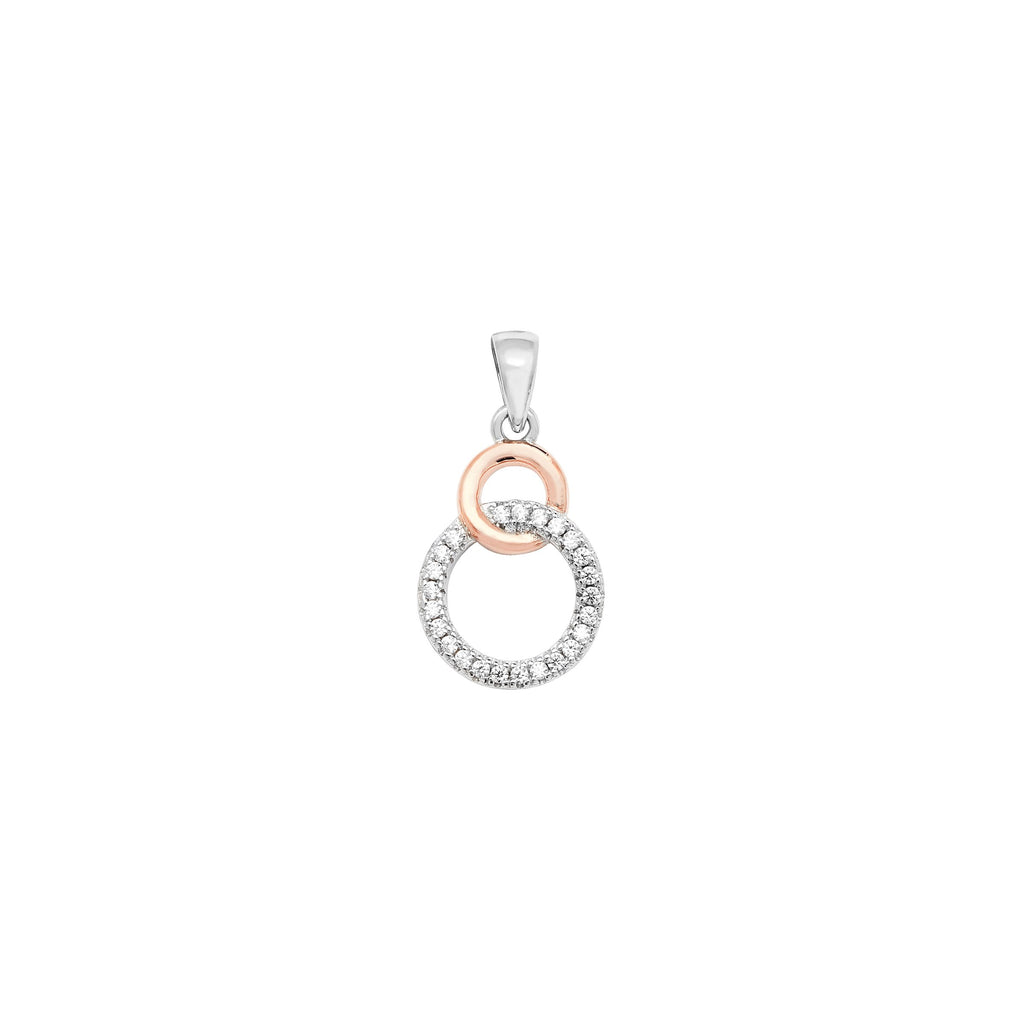 Sterling Silver Rose Gold Two Tone Cubic Zirconia Ring Necklace - Hypoallergenic Sterling Silver Jewellery by Aeon 20mm * 11mm