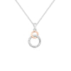 Sterling Silver Rose Gold Two Tone Cubic Zirconia Ring Necklace - Hypoallergenic Sterling Silver Jewellery by Aeon 20mm * 11mm