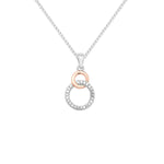 Sterling Silver Rose Gold Two Tone Cubic Zirconia Ring Necklace - Hypoallergenic Sterling Silver Jewellery by Aeon 20mm * 11mm