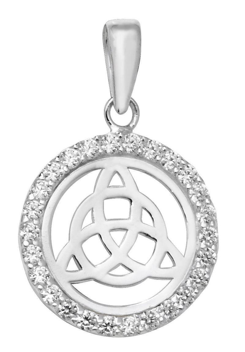 Sterling Silver Celtic Disc Trinity Knot Necklace - Hypoallergenic Jewellery for Women - 27mm * 18mm