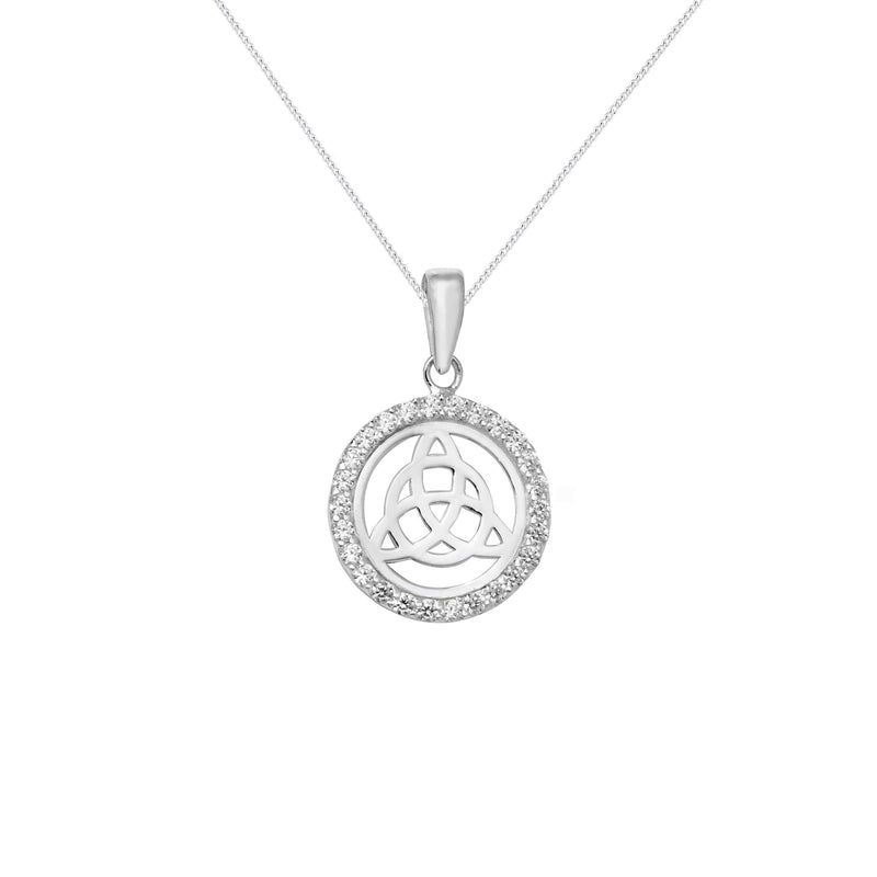 Sterling Silver Celtic Disc Trinity Knot Necklace - Hypoallergenic Jewellery for Women - 27mm * 18mm