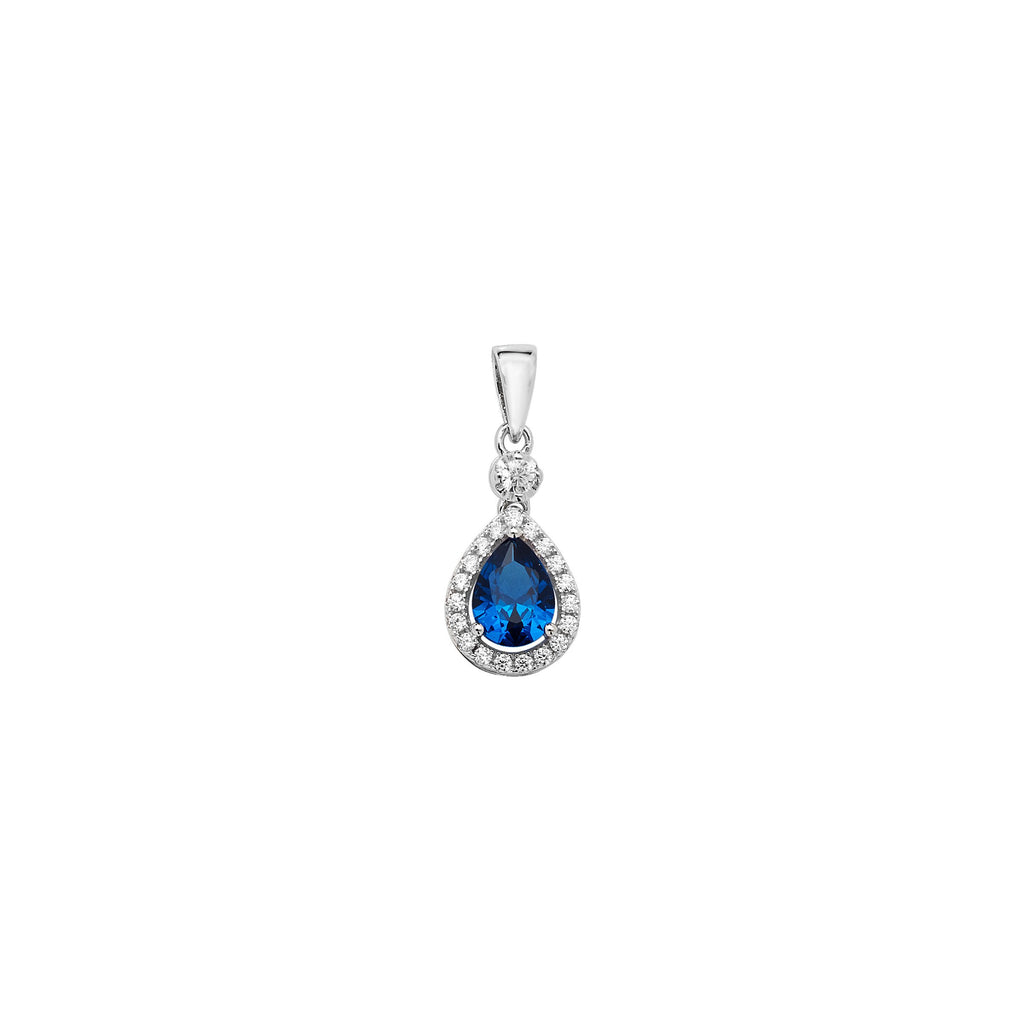 Sterling Silver Blue Sapphire Centre Necklace - Hypoallergenic Sterling Silver Jewellery by Aeon