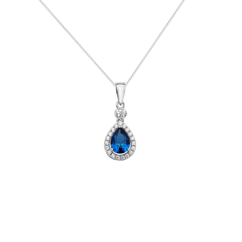 Sterling Silver Blue Sapphire Centre Necklace - Hypoallergenic Sterling Silver Jewellery by Aeon