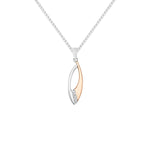 Sterling Silver Rose Gold Silver Cubic Zirconia Necklace - Hypoallergenic Sterling Silver Jewellery by Aeon 32mm * 8mm