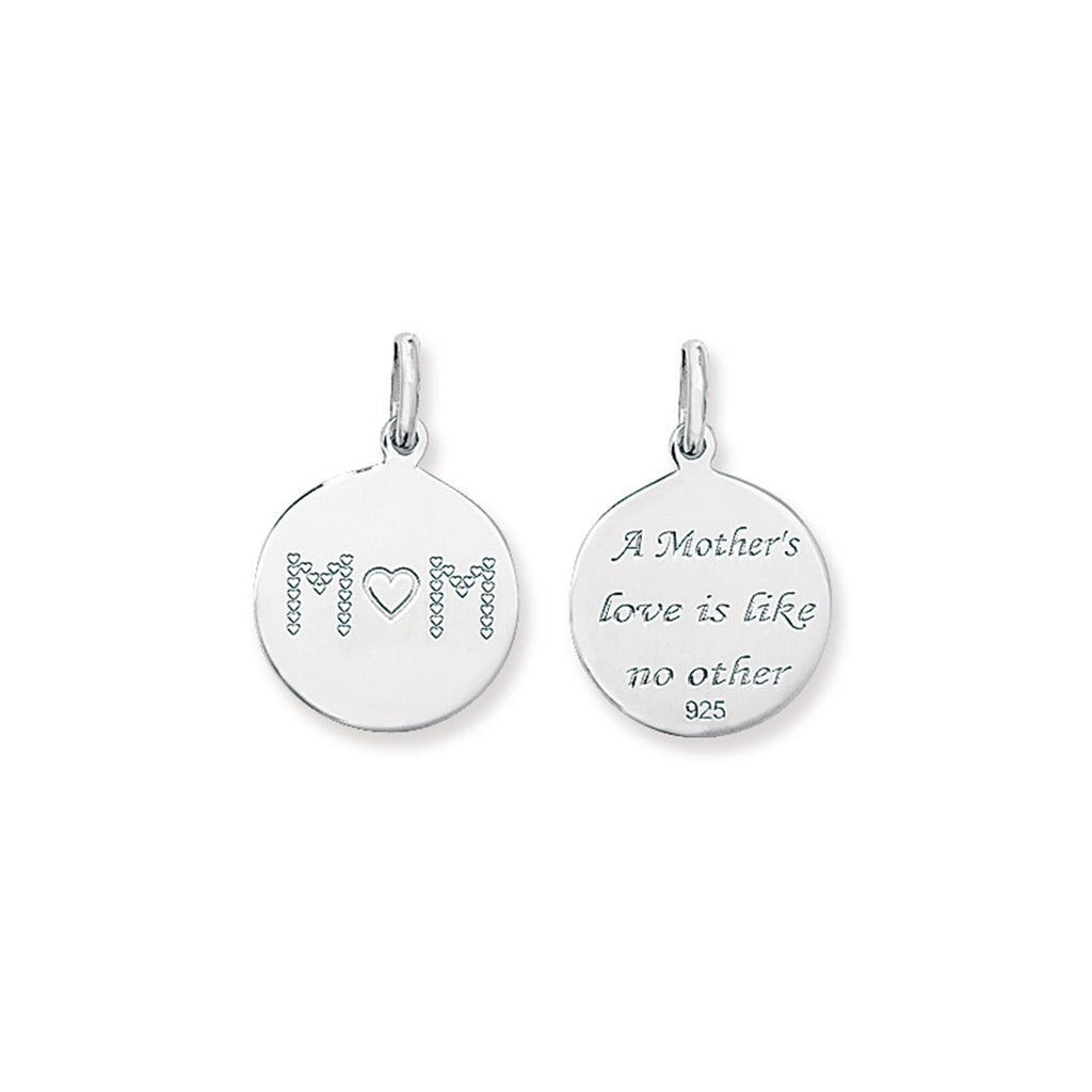 Sterling Silver A Mothers Love Is Like No Other Necklace - Hypoallergenic Sterling Silver Jewellery - 25mm * 16mm