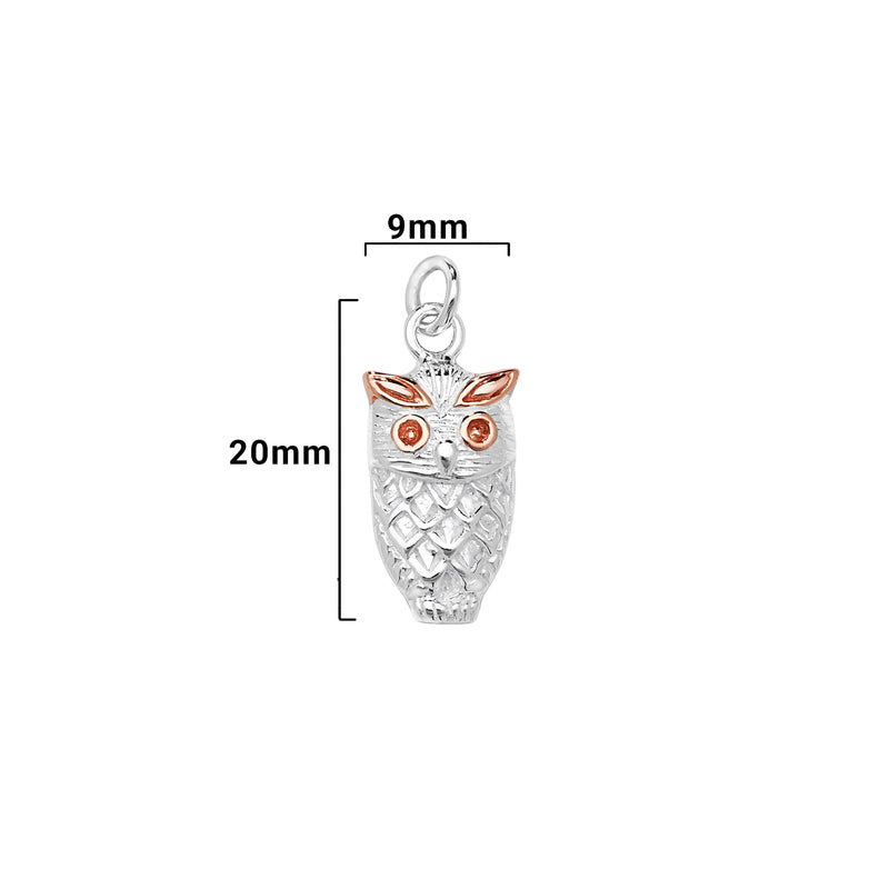 Sterling Silver Owl Necklace - Hypoallergenic Pendant Jewellery - 20mm * 9mm