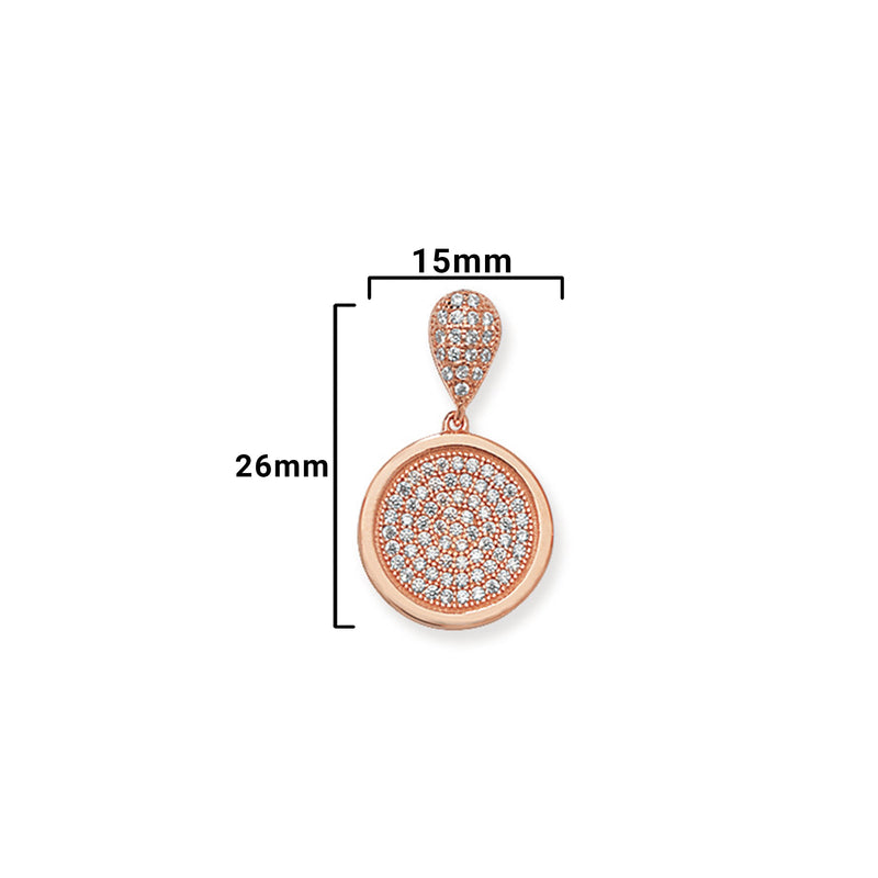 Sterling Silver Rose Gold Pendant With Cubic Zirconia Necklace - Hypoallergenic Sterling Silver Jewellery by Aeon  26mm * 15mm