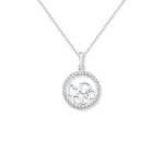 Sterling Silver Cubic Zirconia Pendant With Hearts - Hypoallergenic Sterling Silver Jewellery by Aeon - 30mm * 20mm