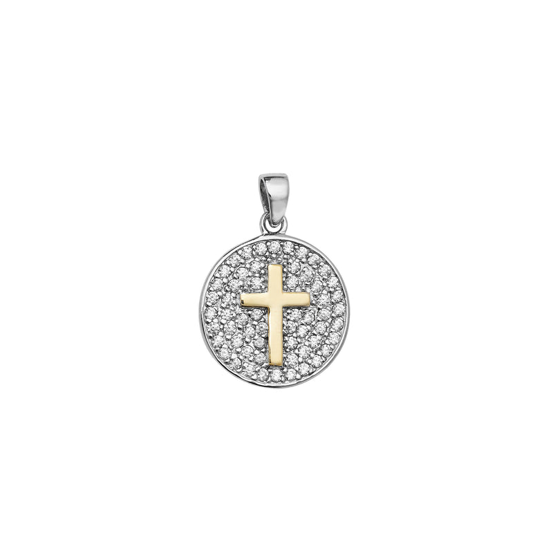 Sterling Silver Medal Pendant with Gold Plated Cross - Hypoallergenic Sterling Silver Jewellery by Aeon