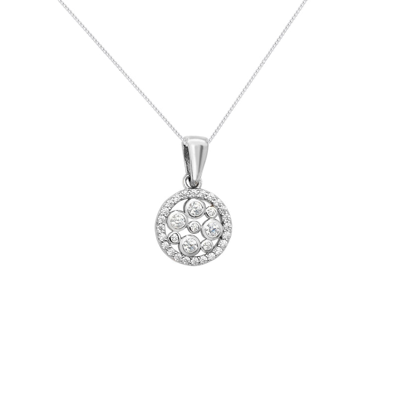 Sterling Silver Round Cubic Zirconia  Necklace - Hypoallergenic Sterling Silver Jewellery by Aeon