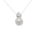 Sterling Silver Cubic Zirconia and Pearl Drop Necklace - Hypoallergenic Sterling Silver Jewellery by Aeon