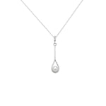 Sterling Silver Drop Synthetic Pearl Necklace - Hypoallergenic Sterling Silver Jewellery by Aeon