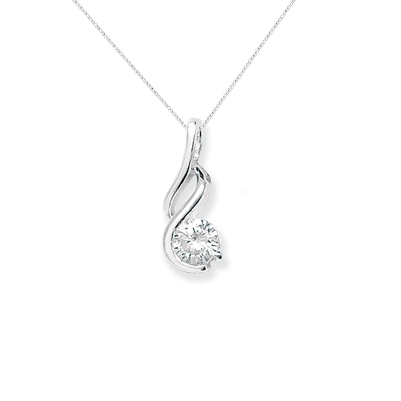 Sterling Silver Fancy Cubic Zirconia Drop Necklace - Hypoallergenic Sterling Silver Jewellery by Aeon