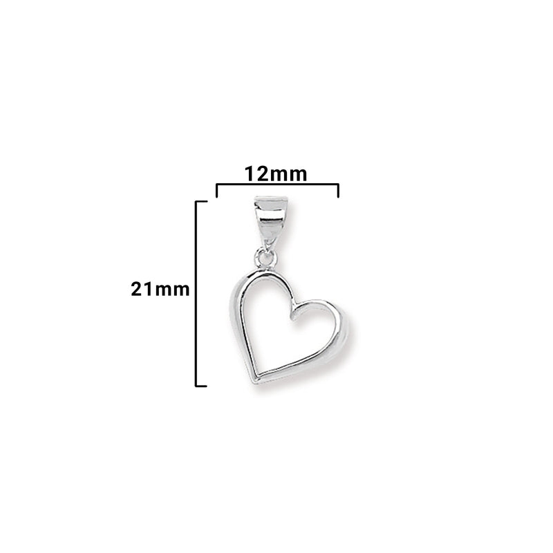 Sterling Silver Heart Necklace - Hypoallergenic Sterling Silver Jewellery by Aeon - 21mm * 12mm