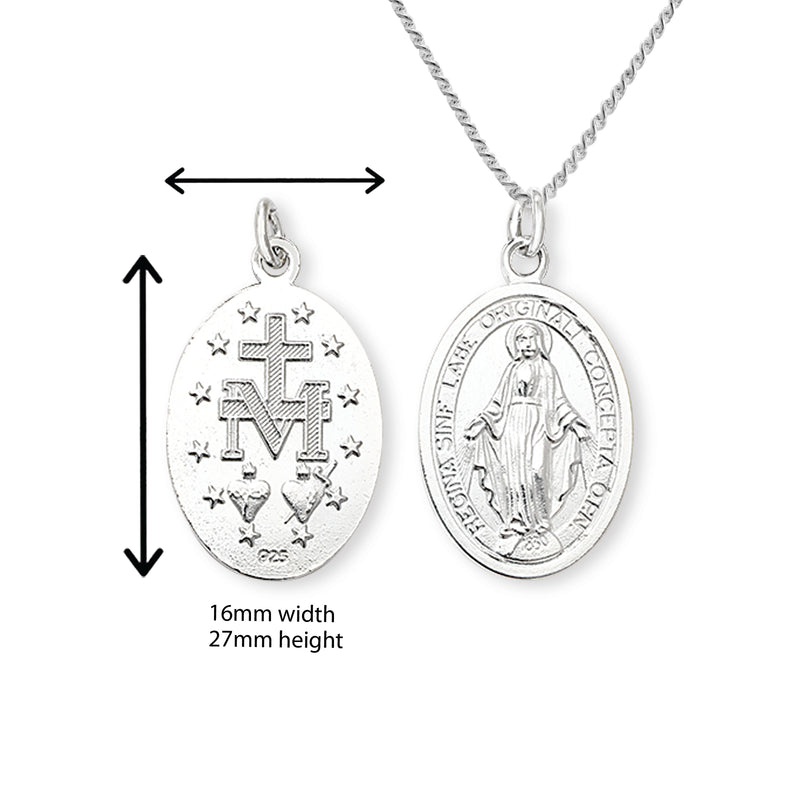 Sterling Silver Miraculous Medal Necklace. Hypoallergenic Sterling Silver Jewellery by Aeon