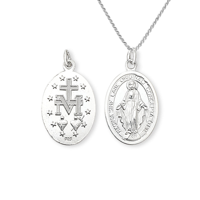 Sterling Silver Miraculous Medal Necklace. Hypoallergenic Sterling Silver Jewellery by Aeon