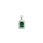 Sterling Silver Emerald Green & White Cubic Zirconia Necklace - Hypoallergenic Sterling Silver Jewellery by Aeon