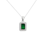 Sterling Silver Emerald Green & White Cubic Zirconia Necklace - Hypoallergenic Sterling Silver Jewellery by Aeon