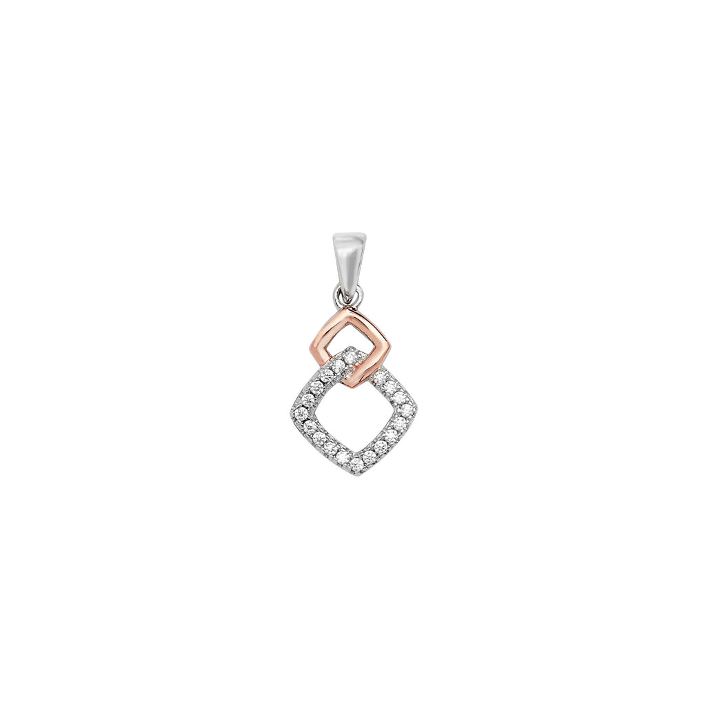 Sterling Silver Cubic Zirconia Rose Gold Plated Necklace - Hypoallergenic Sterling Silver Jewellery by Aeon