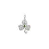 Aeon Sterling Silverwhite Cubic Zirconia Shamrock Pendant Green Cubic Zirconia Centre Necklace Chain - Hypoallergenic Sterling Silver Pendant - Fashionable Stylish Ladies Jewellery - 22mm * 14mm