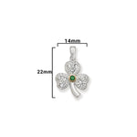 Aeon Sterling Silverwhite Cubic Zirconia Shamrock Pendant Green Cubic Zirconia Centre Necklace Chain - Hypoallergenic Sterling Silver Pendant - Fashionable Stylish Ladies Jewellery - 22mm * 14mm