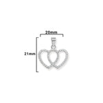 Sterling Silver Double Heart Necklace - Hypoallergenic Sterling Silver Jewellery by Aeon - 21mm * 20mm