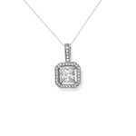 Sterling Silver White Cubic Zirconia Square Necklace - Hypoallergenic Sterling Silver Jewellery by Aeon