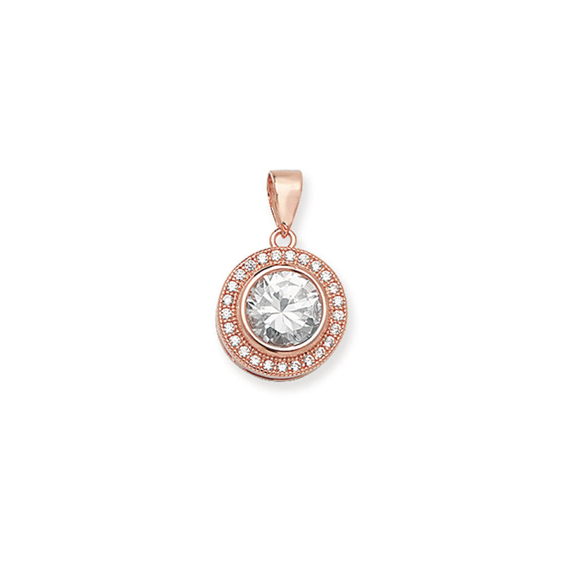 Sterling Silver Cubic Zirconia Rose Gold Plated Necklace - Hypoallergenic Sterling Silver Jewellery by Aeon  22mm * 14mm
