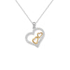 Sterling Silver Two Tone Heart Necklace - Hypoallergenic Sterling Silver Jewellery by Aeon - 26mm * 20mm