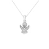 Sterling Silver Angel Pendant with Cubic Zirconia Necklace -Hypoallergenic Sterling Silver Jewellery by Aeon for Women and Ladies - 17mm * 9mm