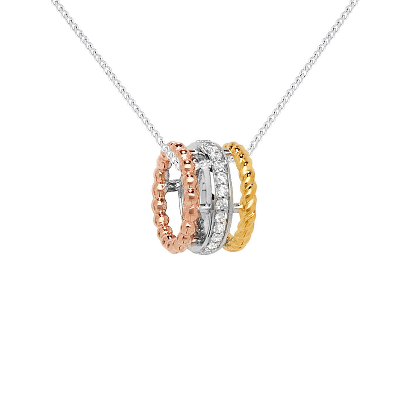 Sterling Silver Pink Gold Rhodium Gold Necklace - Hypoallergenic Sterling Silver Jewellery by Aeon  - 12mm * 15mm