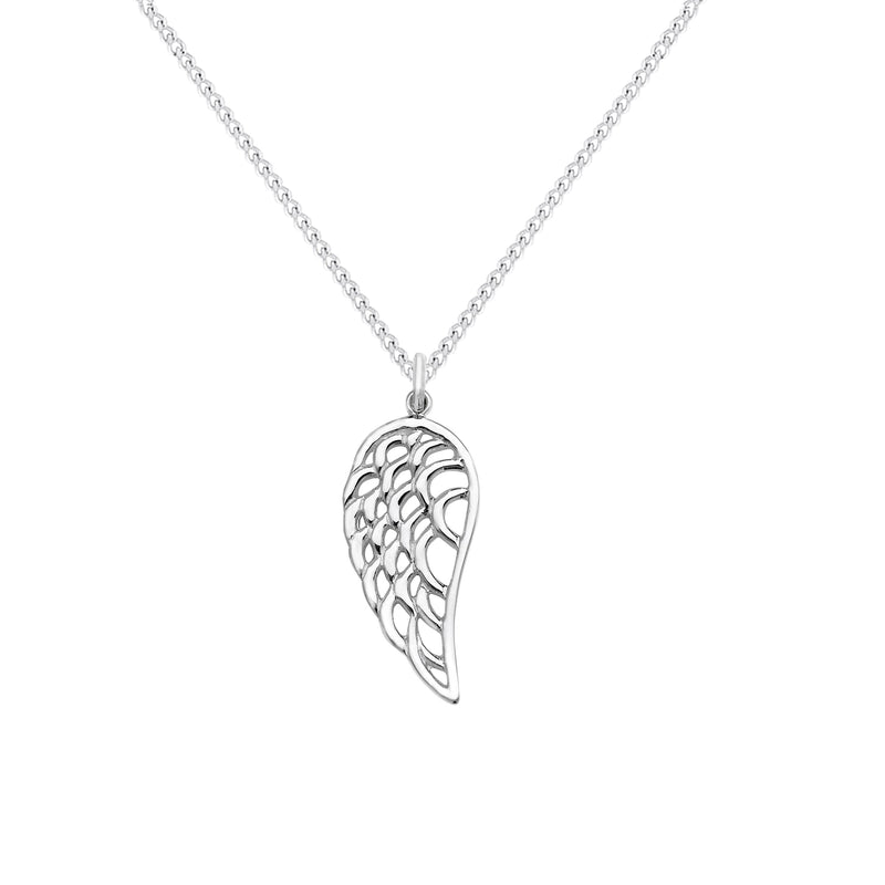 Sterling Silver Cut Out Angel Wing Necklace - Hypoallergenic Sterling Silver Jewellery  40mm * 15mm